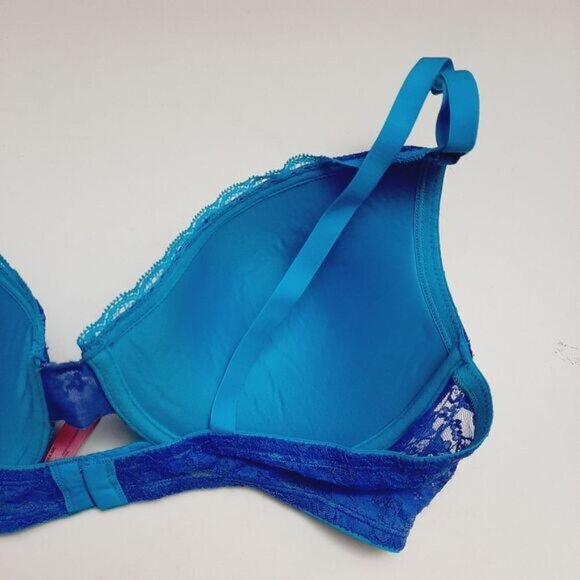 FRUIT OF THE LOOM Bra Floral Lace & Molded Cups Blue Sz 42C - Picture 10 of 14